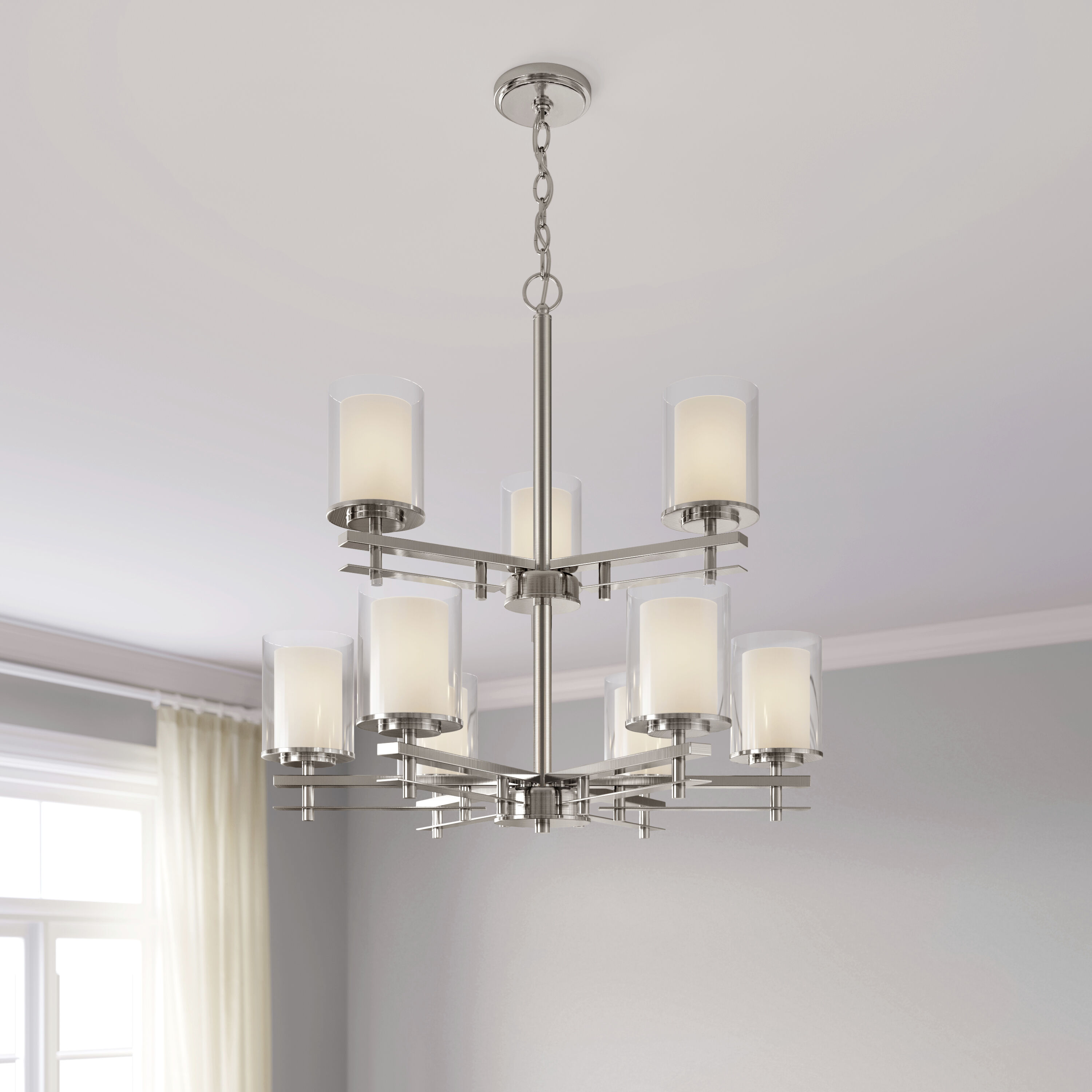Huderson 9 Light 29 inch Brushed Nickel Chandelier Ceiling Light